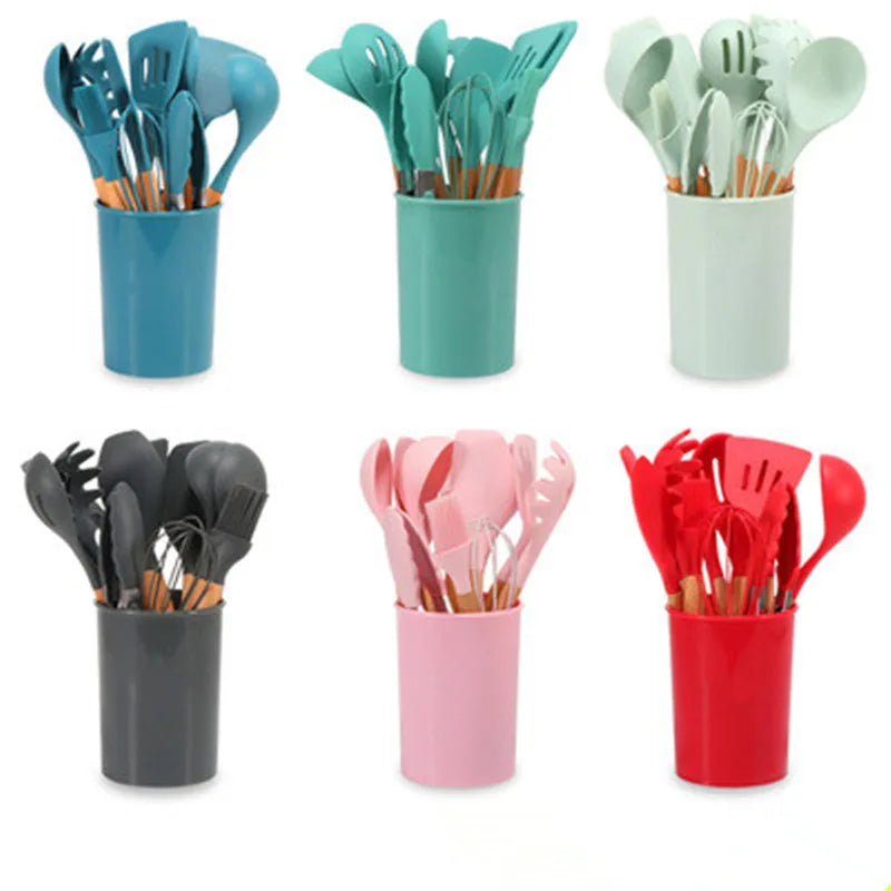 Silicone Kitchen Utensils Set Nonstick Spoon Soup Ladle Turner Spatula Tong Baking Cooking Utensil Cookware Utensilios De Cocina