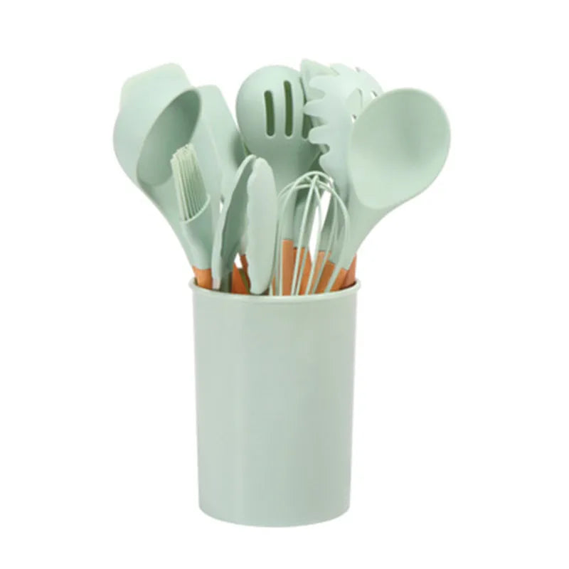 Silicone Kitchen Utensils Set Nonstick Spoon Soup Ladle Turner Spatula Tong Baking Cooking Utensil Cookware Utensilios De Cocina
