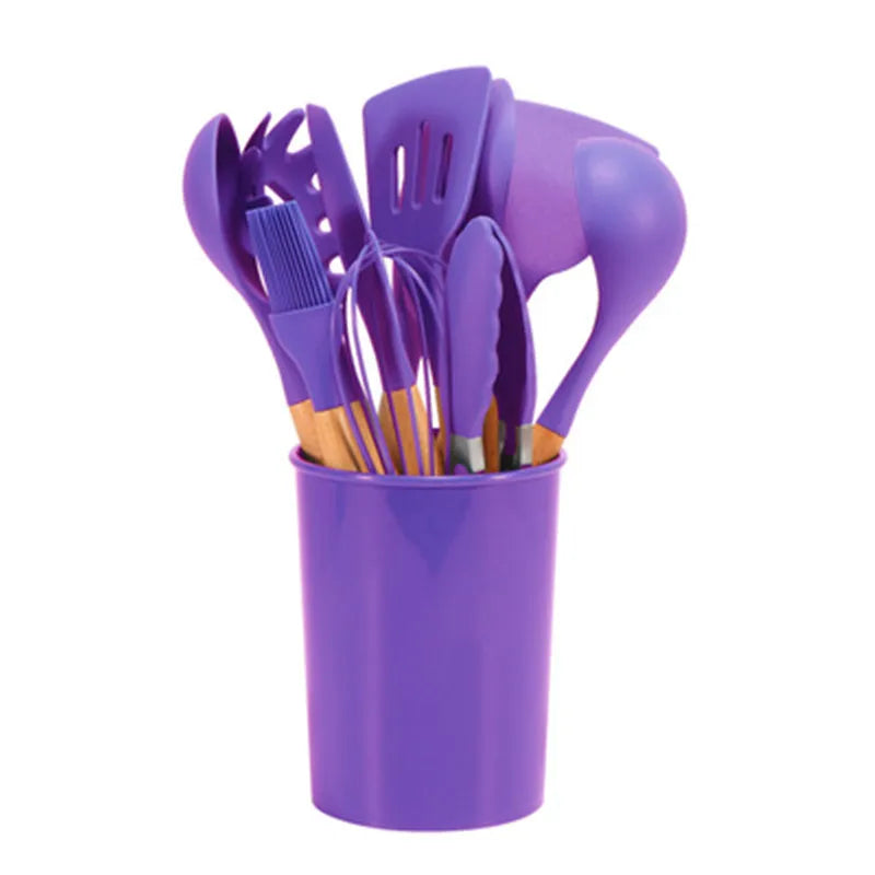 Silicone Kitchen Utensils Set Nonstick Spoon Soup Ladle Turner Spatula Tong Baking Cooking Utensil Cookware Utensilios De Cocina