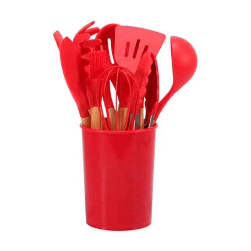 Silicone Kitchen Utensils Set Nonstick Spoon Soup Ladle Turner Spatula Tong Baking Cooking Utensil Cookware Utensilios De Cocina