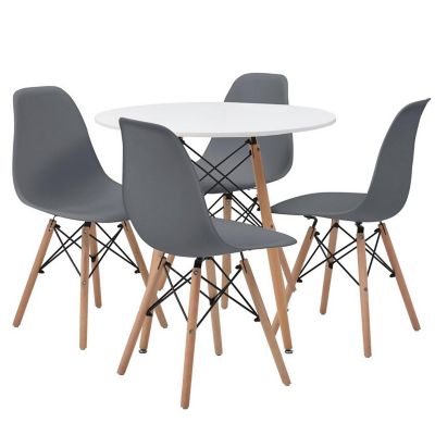 Juego De Comedor Eames Moderno 4 puestos gris