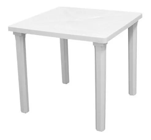 Mesa plastica cuadrada blanca