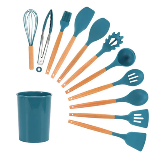 Silicone Kitchen Utensils Set Nonstick Spoon Soup Ladle Turner Spatula Tong Baking Cooking Utensil Cookware Utensilios De Cocina