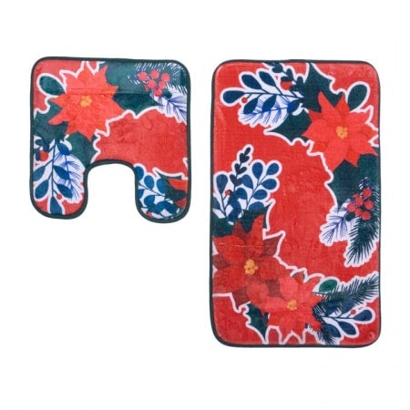 Set 2 pzas alfombras de baño navideñas