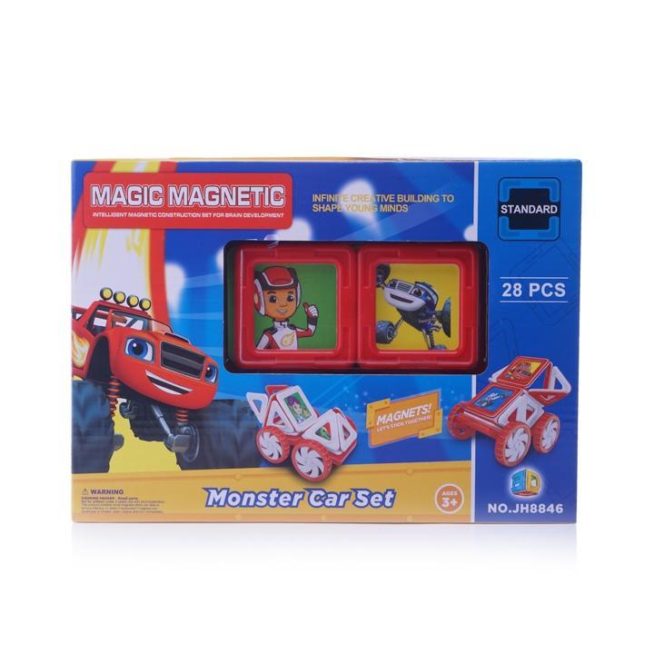 CARRO ARMABLE 28 PZS BLOQUES MAGNÉTICOS - Domi Delivery