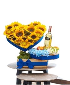 CORAZÓN CON GIRASOLES PREMIUM  - Domi Delivery
