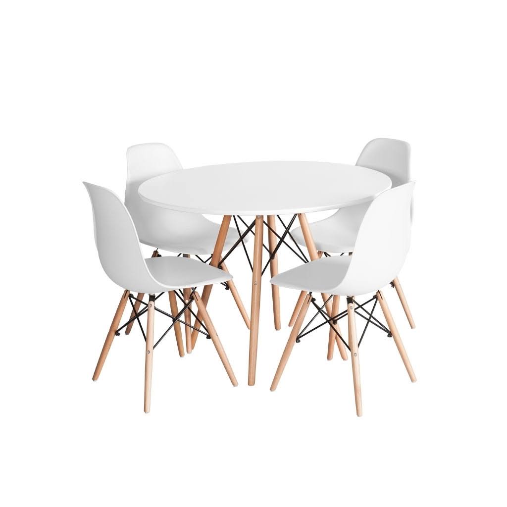 Juego De Comedor Eames Moderno 4 puestos blanco