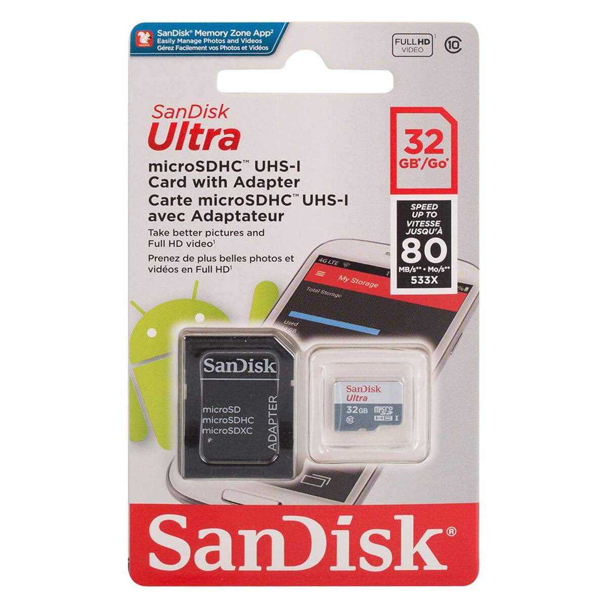 MICRO SD SANDISK 32GB + ADAPTADOR (CLASE 10) - Domi Delivery