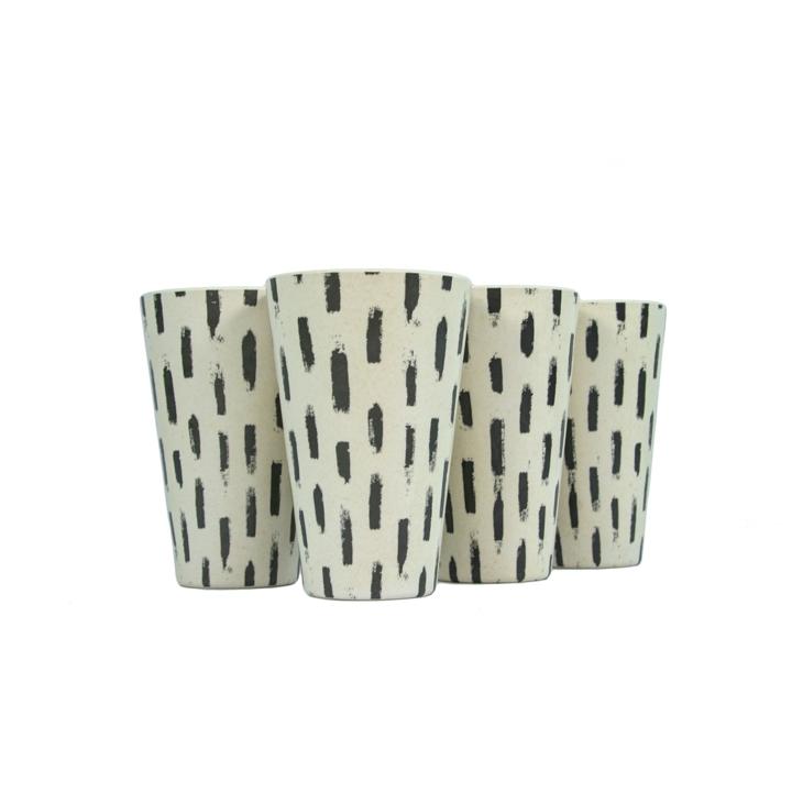 SET D/4 VASOS ESTAMPADOS MELAMINE RAYAS - Domi Delivery