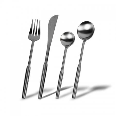 SET DE CUBIERTOS 16PZAS ACERO NEGRO MATE - Domi Delivery