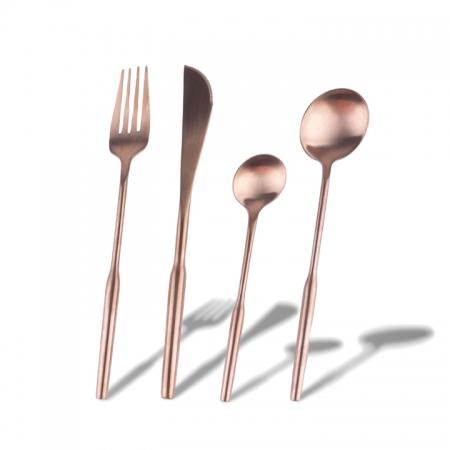 SET DE CUBIERTOS 16PZAS ACERO ROSE GOLD - Domi Delivery