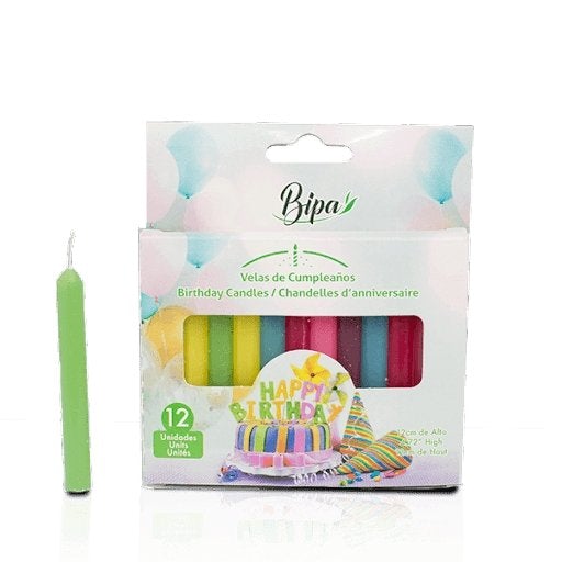 Vela Bipa De Cumpleanos Mixtos 7cm 12u - Domi Delivery